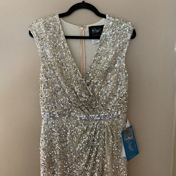 Mac Duggal Sz 8 Ombre Sequined Maxi Fishtail Evening Gown Dress Bridal Prom NWT - Picture 9 of 12